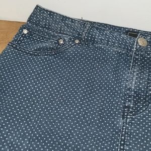 Cato Denim Jean Skirt Blue White Polka Dots 12